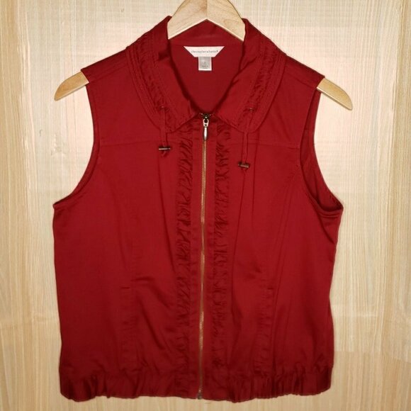 Christopher & Banks Tops - Christopher & Banks Womens Maroon Full Zip Lightweight Bmvest Large